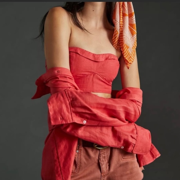 Anthropologie Tops - NWT Anthropologie Maeve Strapless Bustier Linen Top